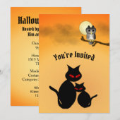 Uitnodiging voor Black Cat Halloween Party (Voorkant / Achterkant)