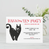 Uitnodiging voor Black Cat Halloween Party (Staand voorkant)