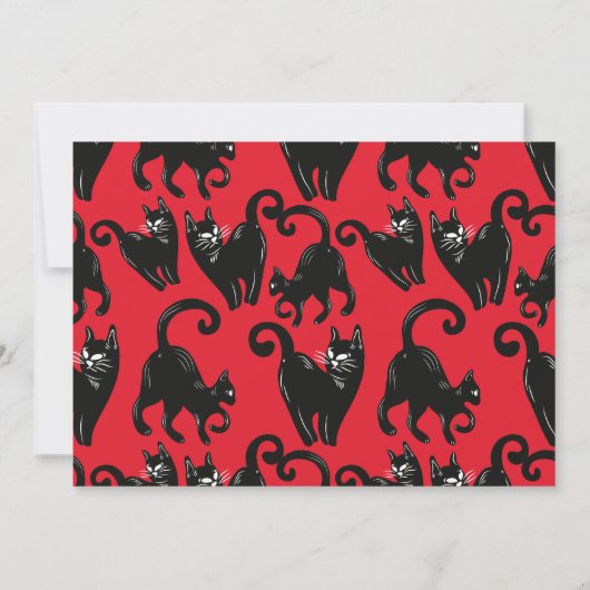 Uitnodiging voor Black Cat Halloween Party (Achterkant)