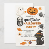Uitnodiging voor Black Cat Halloween Party (Voorkant / Achterkant)