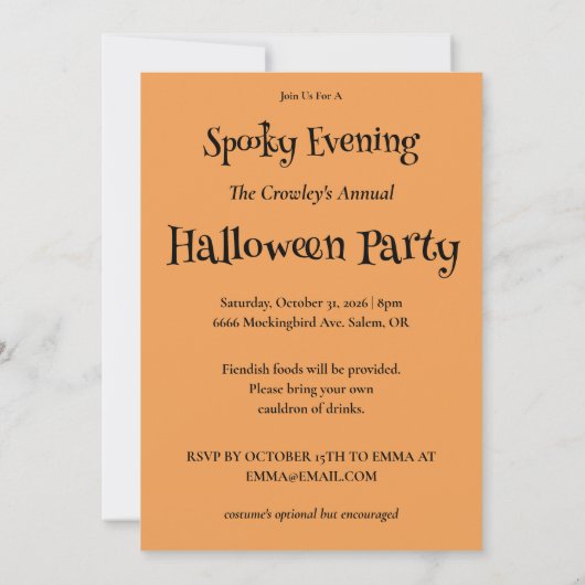 Uitnodiging voor Black Cat Halloween Party (Achterkant)