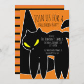 Uitnodiging voor Black Cat Witch Pet Halloween Par (Voorkant / Achterkant)