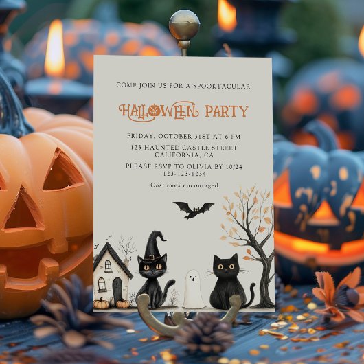 Uitnodiging voor Black Cats Halloween Party