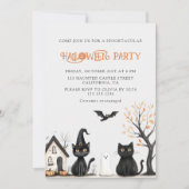 Uitnodiging voor Black Cats Halloween Party (Voorkant)
