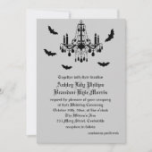 Uitnodiging voor Black Chandelier en Damask Weddin (Voorkant)