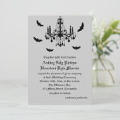 Uitnodiging voor Black Chandelier en Damask Weddin (Staand voorkant)