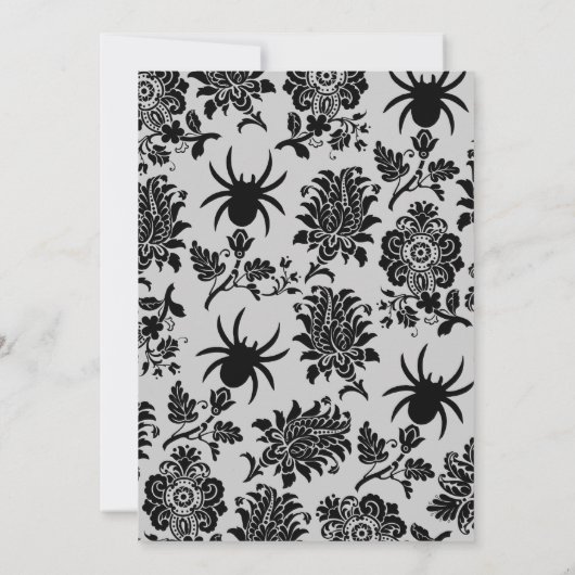 Uitnodiging voor Black Chandelier en Damask Weddin (Achterkant)