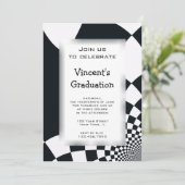 Uitnodiging voor Black Checks Graduation Party (Staand voorkant)