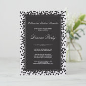 Uitnodiging voor Black Confetti Dinner Party (Staand voorkant)