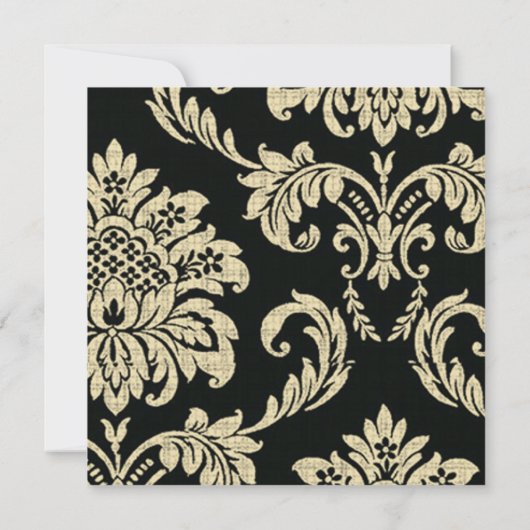 Uitnodiging voor Black Damask Wedding (Achterkant)