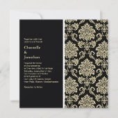 Uitnodiging voor Black Damask Wedding (Voorkant)