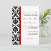 Uitnodiging voor Black Damask Wedding (Staand voorkant)