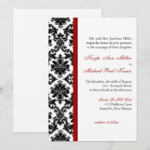 Uitnodiging voor Black Damask Wedding (Voorkant / Achterkant)