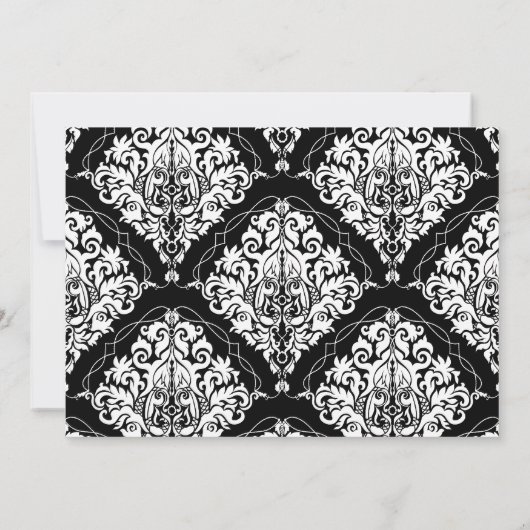 Uitnodiging voor Black Elegant Damask Engagement P (Achterkant)
