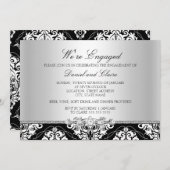 Uitnodiging voor Black Elegant Damask Engagement P (Voorkant / Achterkant)