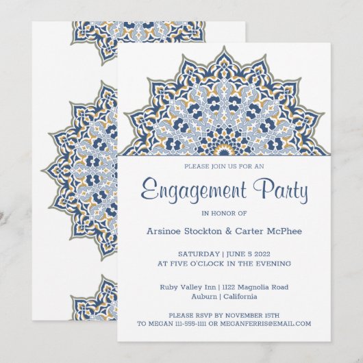 Uitnodiging voor Black en Gold Mandala (Voorkant / Achterkant)