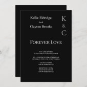 Uitnodiging voor Black Forever Love Wedding (Voorkant / Achterkant)