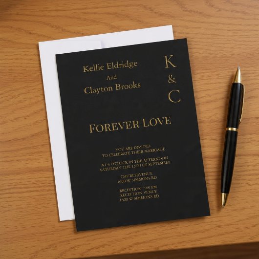 Uitnodiging voor Black Forever Love Wedding