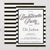 Uitnodiging voor Black + Gold Bachelorette (Voorkant / Achterkant)