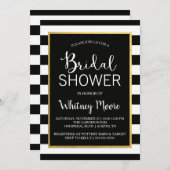 Uitnodiging voor Black & Gold Bridal-Shower (Voorkant / Achterkant)