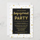 Uitnodiging voor Black Gold Confetti Engagement Pa (Voorkant)