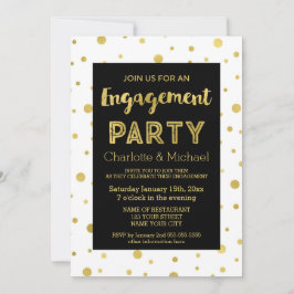Uitnodiging voor Black Gold Confetti Engagement Pa