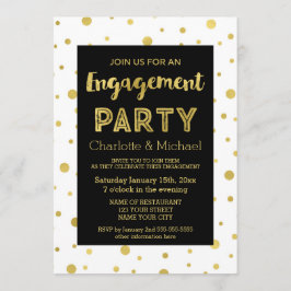 Uitnodiging voor Black Gold Confetti Engagement Pa