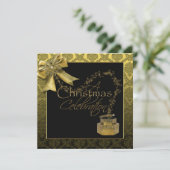 Uitnodiging voor Black Gold Damansk-kerst (Staand voorkant)