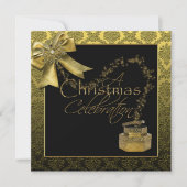 Uitnodiging voor Black Gold Damansk-kerst (Voorkant)