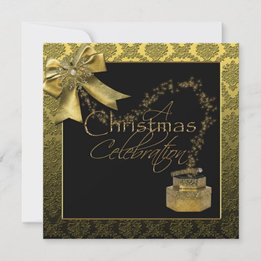 Uitnodiging voor Black Gold Damansk-kerst (Voorkant)