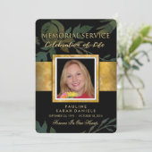Uitnodiging voor Black Gold Floral Elegant Memoria (Staand voorkant)