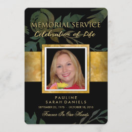 Uitnodiging voor Black Gold Floral Elegant Memoria
