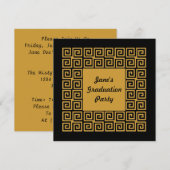 Uitnodiging voor Black Gold Key Pattern-Afstudeerd (Voorkant / Achterkant)