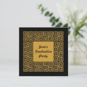 Uitnodiging voor Black Gold Key Pattern-Afstudeerd (Staand voorkant)