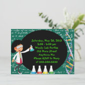 Uitnodiging voor Black Haire Girl Mad Scientist Pa (Staand voorkant)