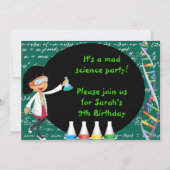 Uitnodiging voor Black Haire Girl Mad Scientist Pa (Achterkant)