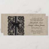 Uitnodiging voor Black Lace en Burlap Wedding (Voorkant / Achterkant)