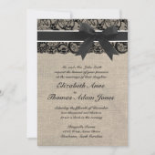 Uitnodiging voor Black Lace en Burlap Wedding (Voorkant)