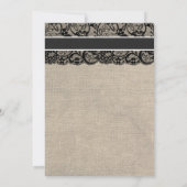 Uitnodiging voor Black Lace en Burlap Wedding (Achterkant)