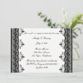 Uitnodiging voor Black Lace Engagement Party (Staand voorkant)