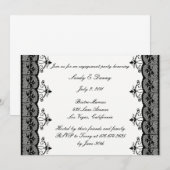 Uitnodiging voor Black Lace Engagement Party (Voorkant / Achterkant)