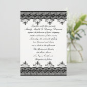 Uitnodiging voor Black Lace Wedding (Staand voorkant)