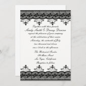 Uitnodiging voor Black Lace Wedding (Voorkant / Achterkant)