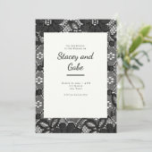 Uitnodiging voor Black Lace Wedding (Staand voorkant)