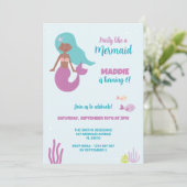 Uitnodiging voor Black Mermaid-verjaardagsfeestje (Staand voorkant)
