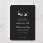 Uitnodiging voor Black Monogram Wedding (Voorkant)
