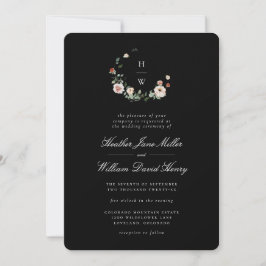 Uitnodiging voor Black Monogram Wedding