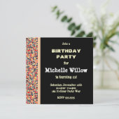 Uitnodiging voor Black Mosaic Birthday Party (Staand voorkant)