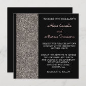 Uitnodiging voor Black Paisley Wedding (Voorkant / Achterkant)