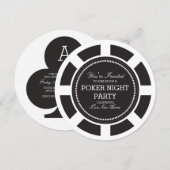 Uitnodiging voor Black Poker Chip Game Night Party (Voorkant / Achterkant)
